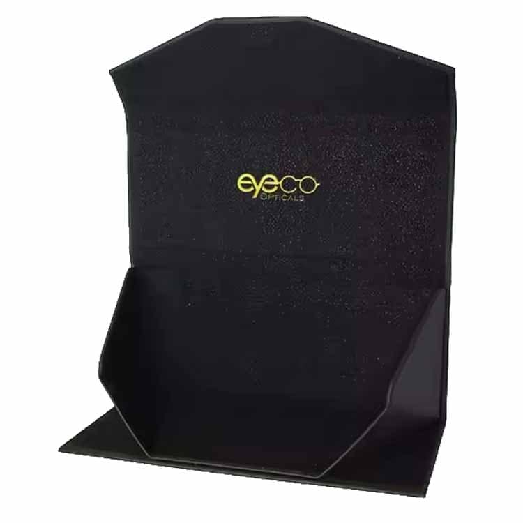 estuche-plegable-para-lentes-personalizado abierto Estuche plegable personalizado para lentes con logo